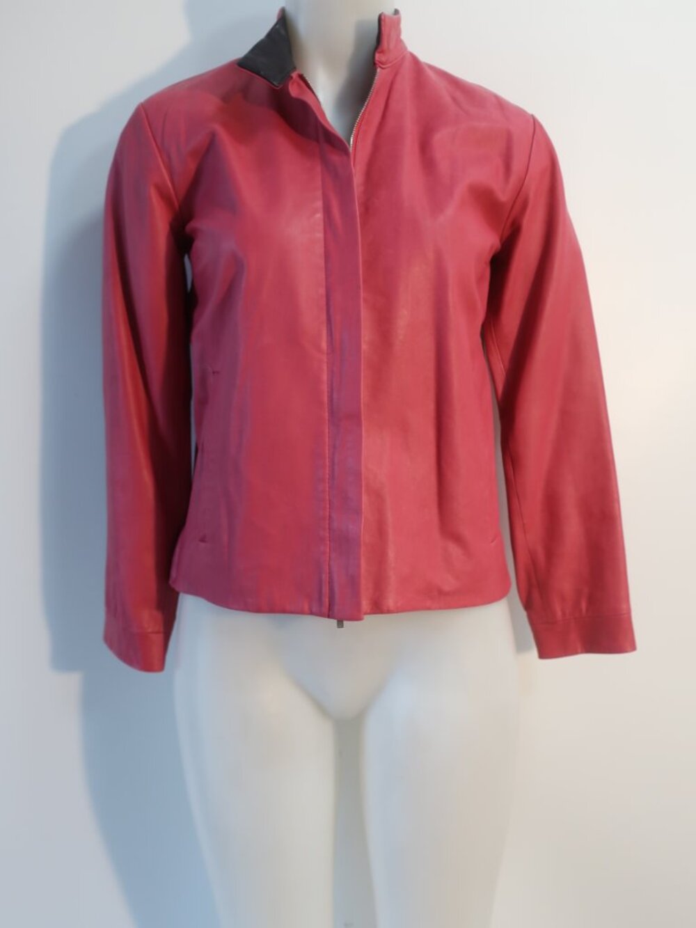 Womens Ralph Lauren Golf Raspberry-Pink Color Leather Jacket S - Picture 6 of 14